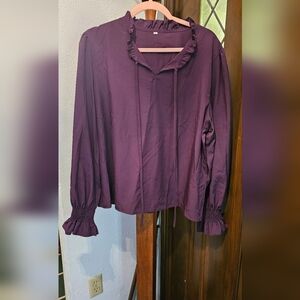 Women's Purple Ruffle Blouse